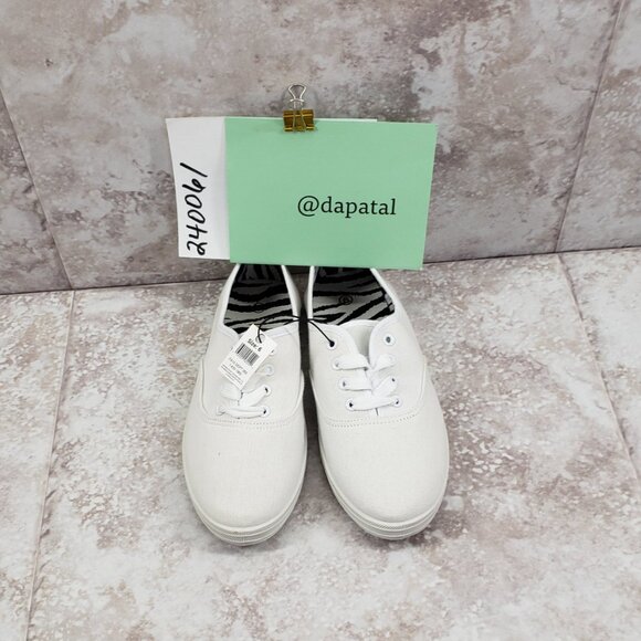 Canvas Casual Ivory Lace Up Loafers Low Top Shoes Off White Size 6 NWT - Picture 12 of 12